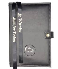 DOUBLE Cover for Hardback Reg Size NA Basic Text(6th Ed) OR Traditions...AND... It Works OR Living Clean w Medallion Holder(Black) DDBNA60406