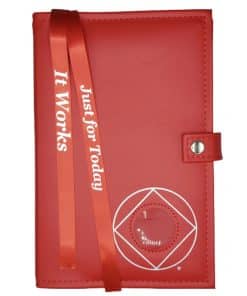 DOUBLE Cover for Hardback Reg Size NA Basic Text(6th Ed) OR Traditions...AND... It Works OR Living Clean w NA Symbol/Medallion Holder(Red) DDBNA60902