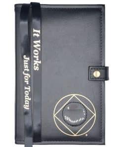 DOUBLE Cover for Hardback Reg Size NA Basic Text(6th Ed) OR Traditions...AND... It Works OR Living Clean w NA Symbol/Medallion Holder(Black) DDBNA60906